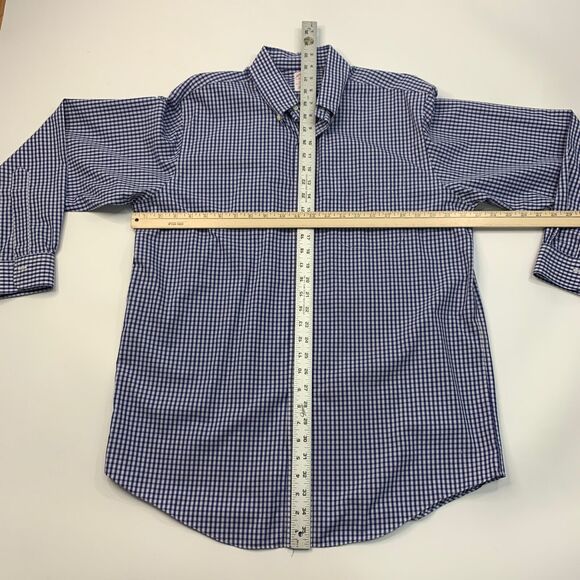 Brooks Brothers Shirt Mens 16 Blue Check The Original Polo Cotton Button Down - Picture 4 of 9